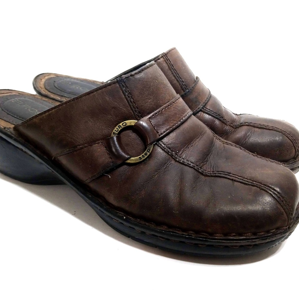 ★Euro Step Brown Leather Mules Women's 8.5M